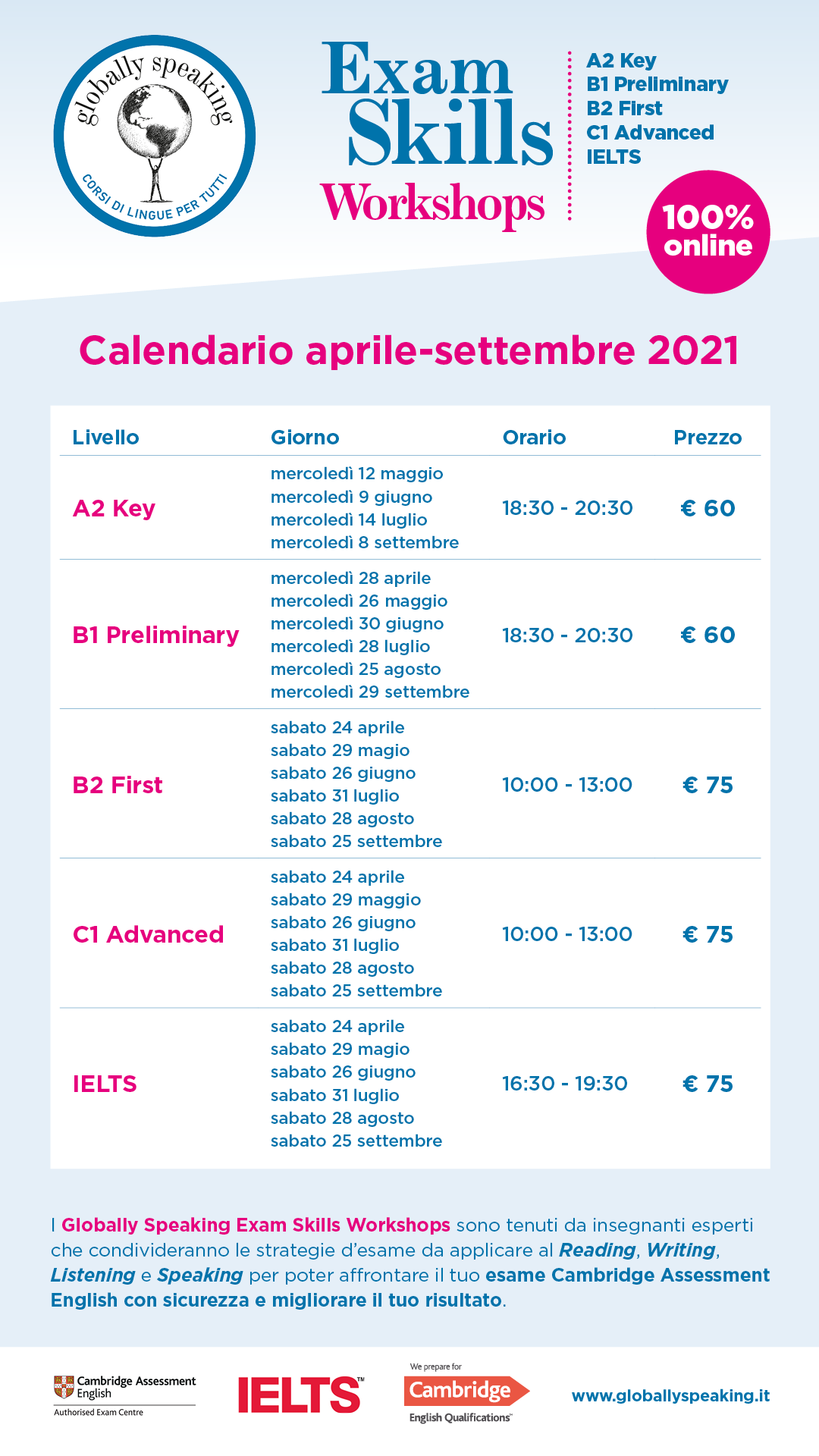 Exam Skills Workshop GS calendar